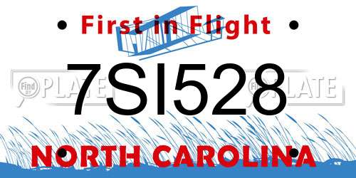 7SI528 North Carolina License Plate