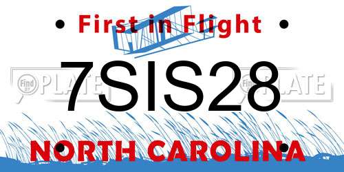 7SIS28 North Carolina License Plate
