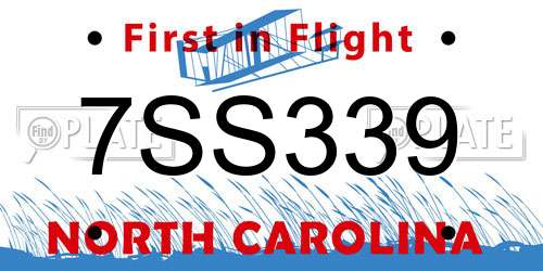 7SS339 North Carolina License Plate