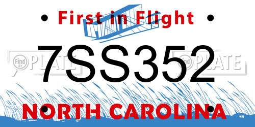 7SS352 North Carolina License Plate