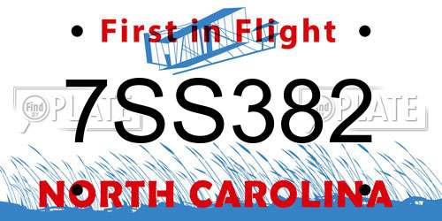 7SS382 North Carolina License Plate