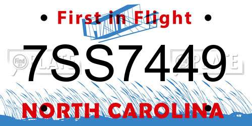 7SS7449 North Carolina License Plate