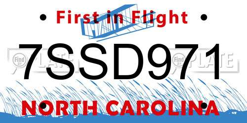 7SSD971 North Carolina License Plate