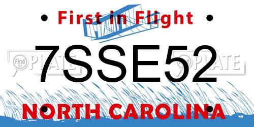 7SSE52 North Carolina License Plate