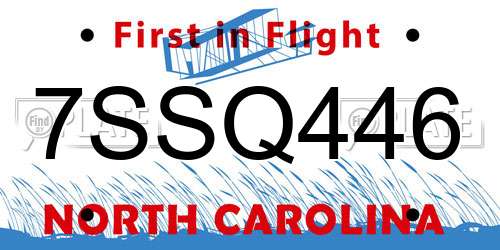 7SSQ446 North Carolina License Plate