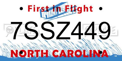 7SSZ449 North Carolina License Plate