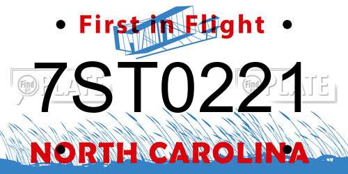 7ST0221 North Carolina License Plate