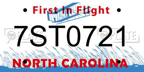 7ST0721 North Carolina License Plate