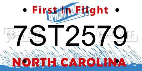 7ST2579 North Carolina License Plate