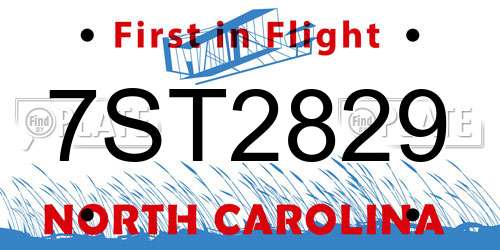 7ST2829 North Carolina License Plate