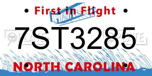 7ST3285 North Carolina License Plate