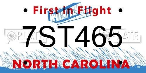 7ST465 North Carolina License Plate
