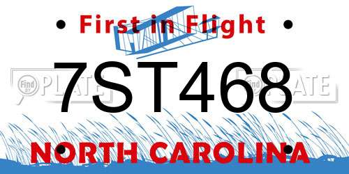 7ST468 North Carolina License Plate