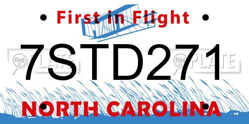 7STD271 North Carolina License Plate