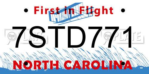 7STD771 North Carolina License Plate