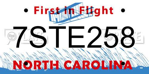 7STE258 North Carolina License Plate