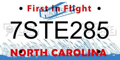7STE285 North Carolina License Plate