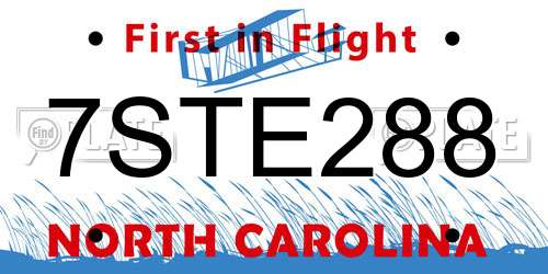 7STE288 North Carolina License Plate
