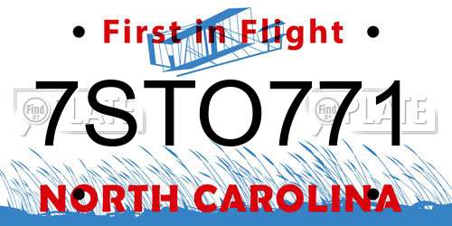 7STO771 North Carolina License Plate