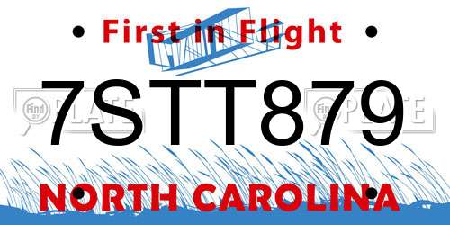 7STT879 North Carolina License Plate