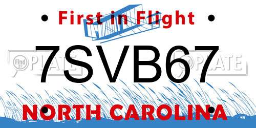 7SVB67 North Carolina License Plate