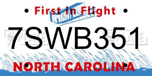 7SWB351 North Carolina License Plate