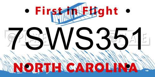 7SWS351 North Carolina License Plate