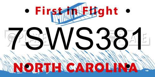 7SWS381 North Carolina License Plate