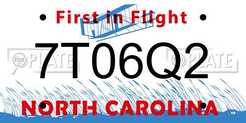 7T06Q2 North Carolina License Plate