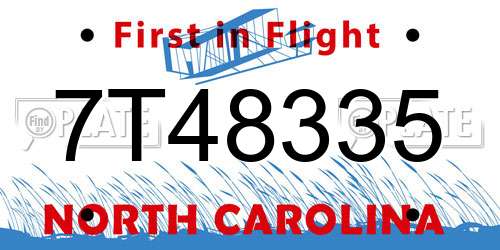 7T48335 North Carolina License Plate
