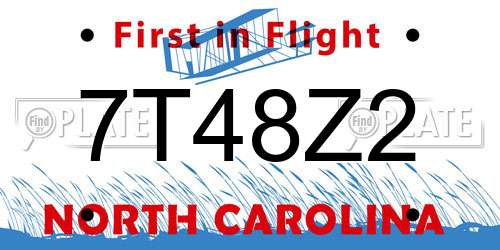 7T48Z2 North Carolina License Plate