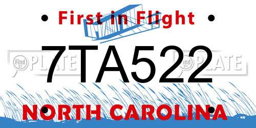7TA522 North Carolina License Plate