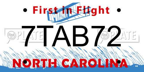 7TAB72 North Carolina License Plate