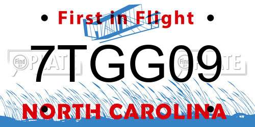 7TGG09 North Carolina License Plate