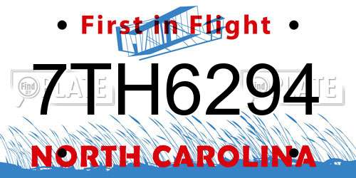 7TH6294 North Carolina License Plate