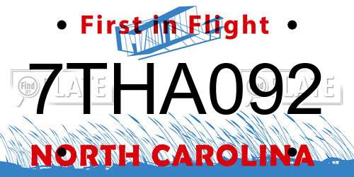 7THA092 North Carolina License Plate
