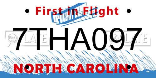 7THA097 North Carolina License Plate