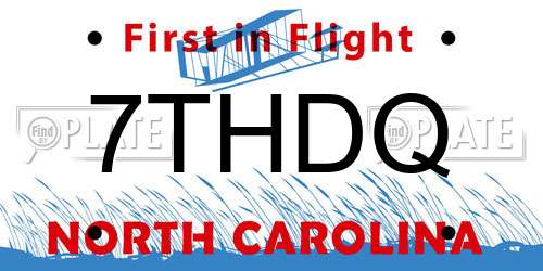 7THDQ North Carolina License Plate