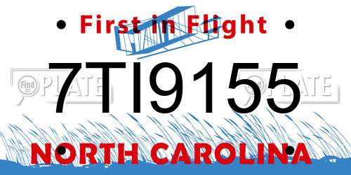 7TI9155 North Carolina License Plate