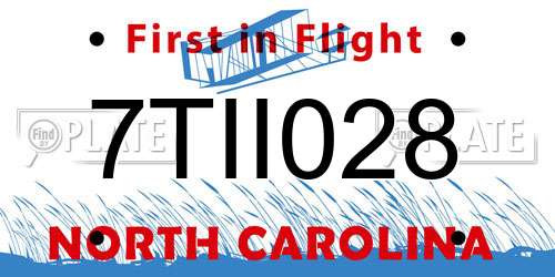 7TII028 North Carolina License Plate