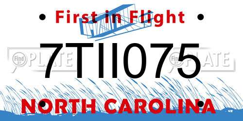 7TII075 North Carolina License Plate