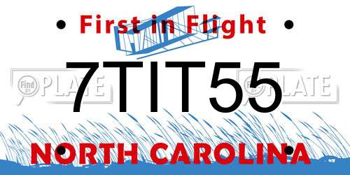 7TIT55 North Carolina License Plate