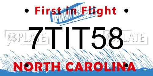 7TIT58 North Carolina License Plate