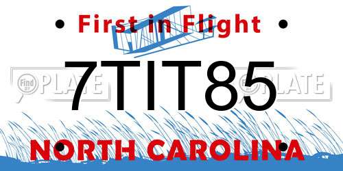 7TIT85 North Carolina License Plate