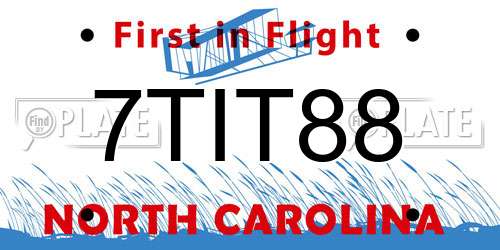 7TIT88 North Carolina License Plate