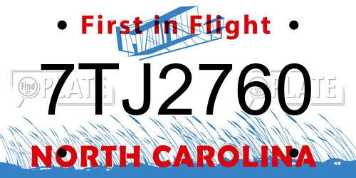 7TJ2760 North Carolina License Plate