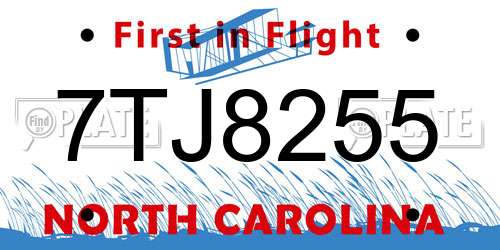 7TJ8255 North Carolina License Plate