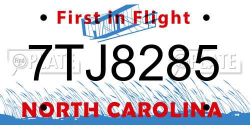 7TJ8285 North Carolina License Plate
