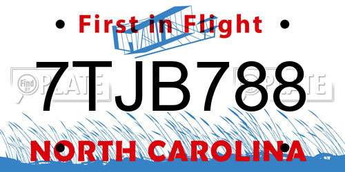 7TJB788 North Carolina License Plate
