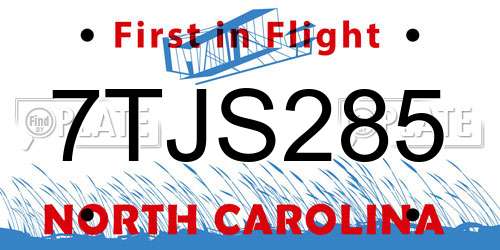 7TJS285 North Carolina License Plate